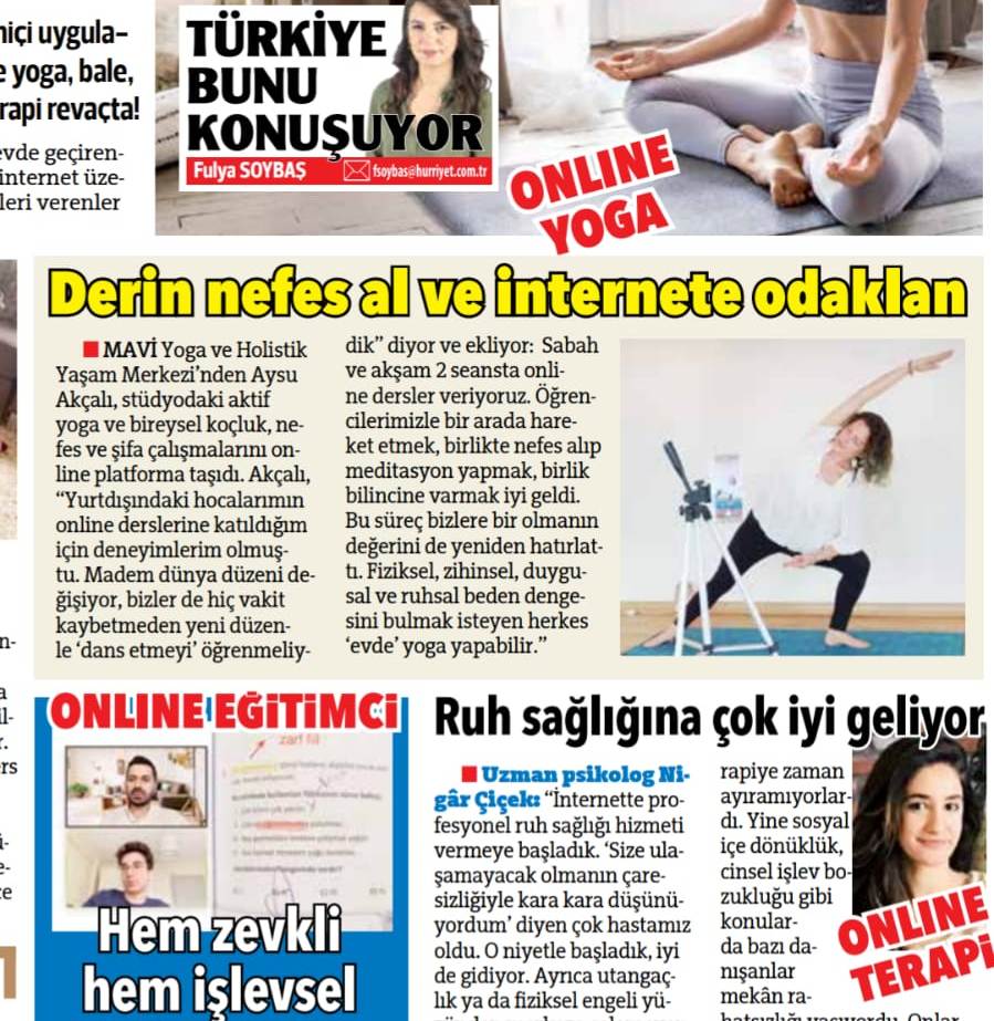 Gazetelerde Online Yoga Mavi Yoga Urla Yoga Aysun Akali, ONLINE YOGA DERN NEFES AL VE NTERNETE ODAKLAN - Fulya Soyba